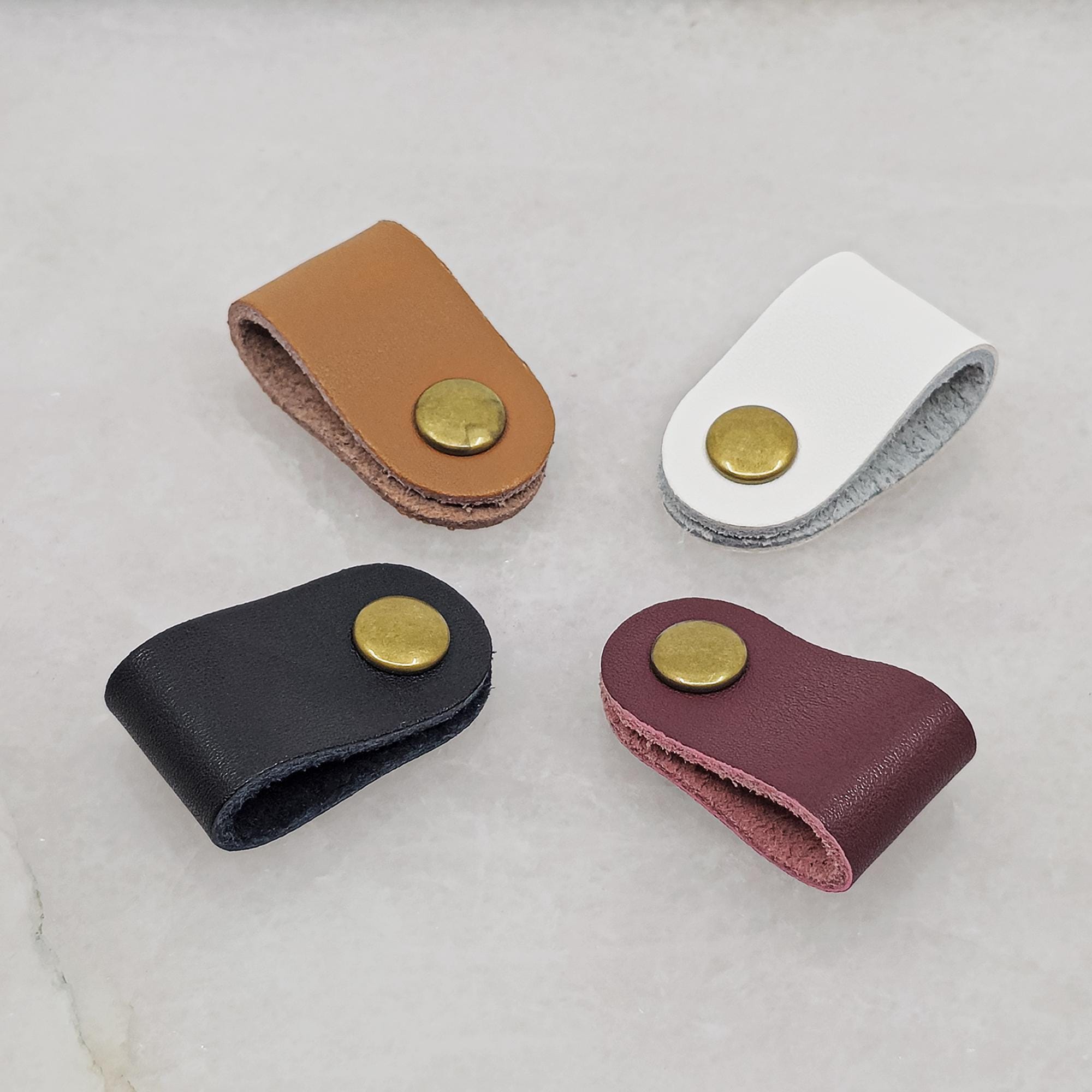 Leather Cable Organizer with Snap Closure