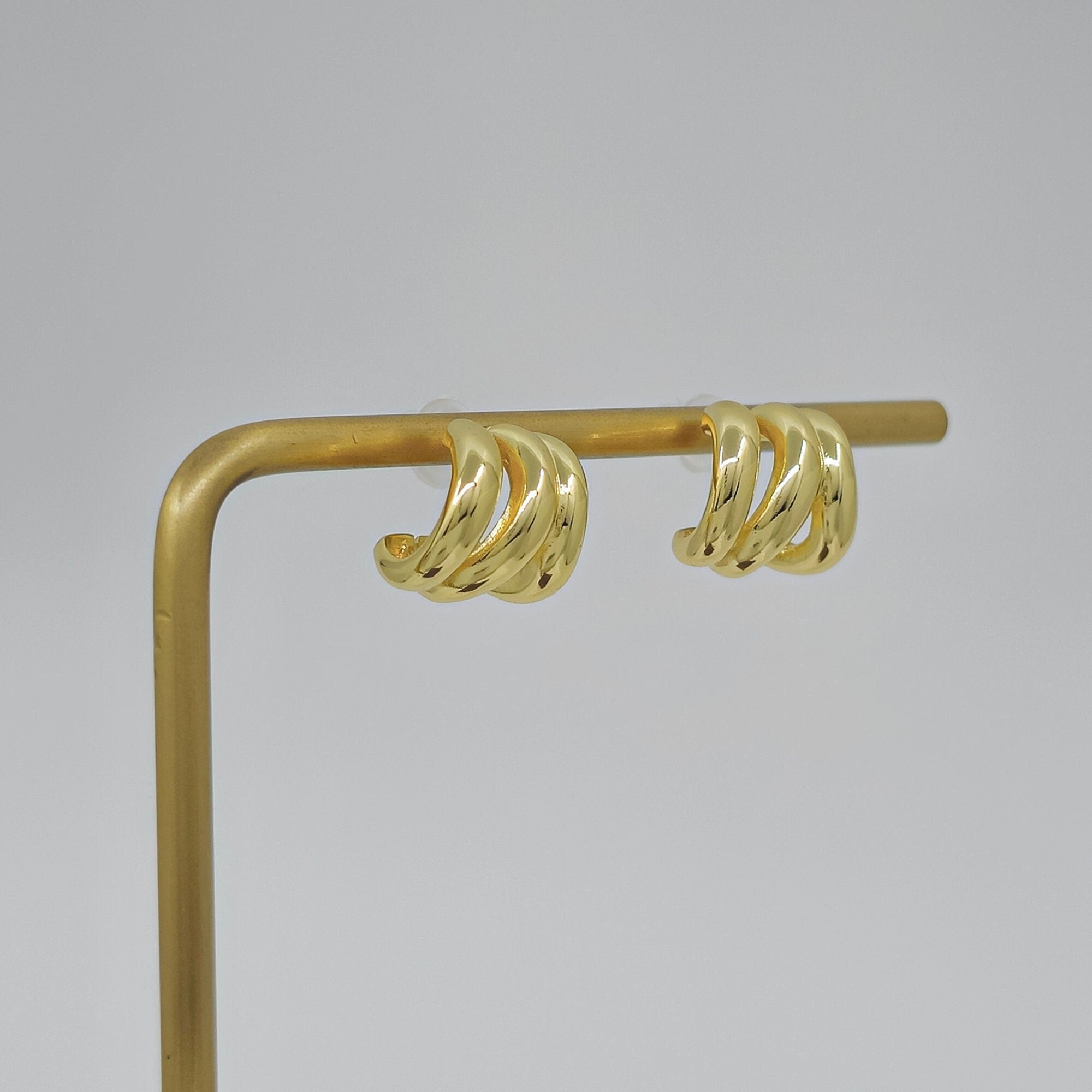 Minimalist 18K Gold Plated Triple Hoop Earrings