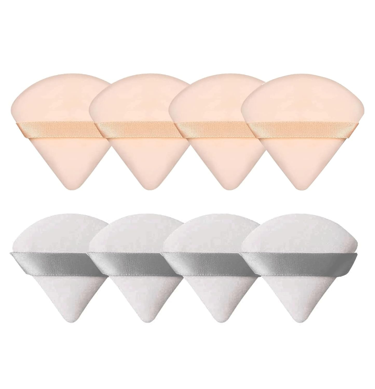 8-Piece Triangle Powder Puff Set – Soft Velour Makeup Sponges for Foundation Blending & Beauty Application