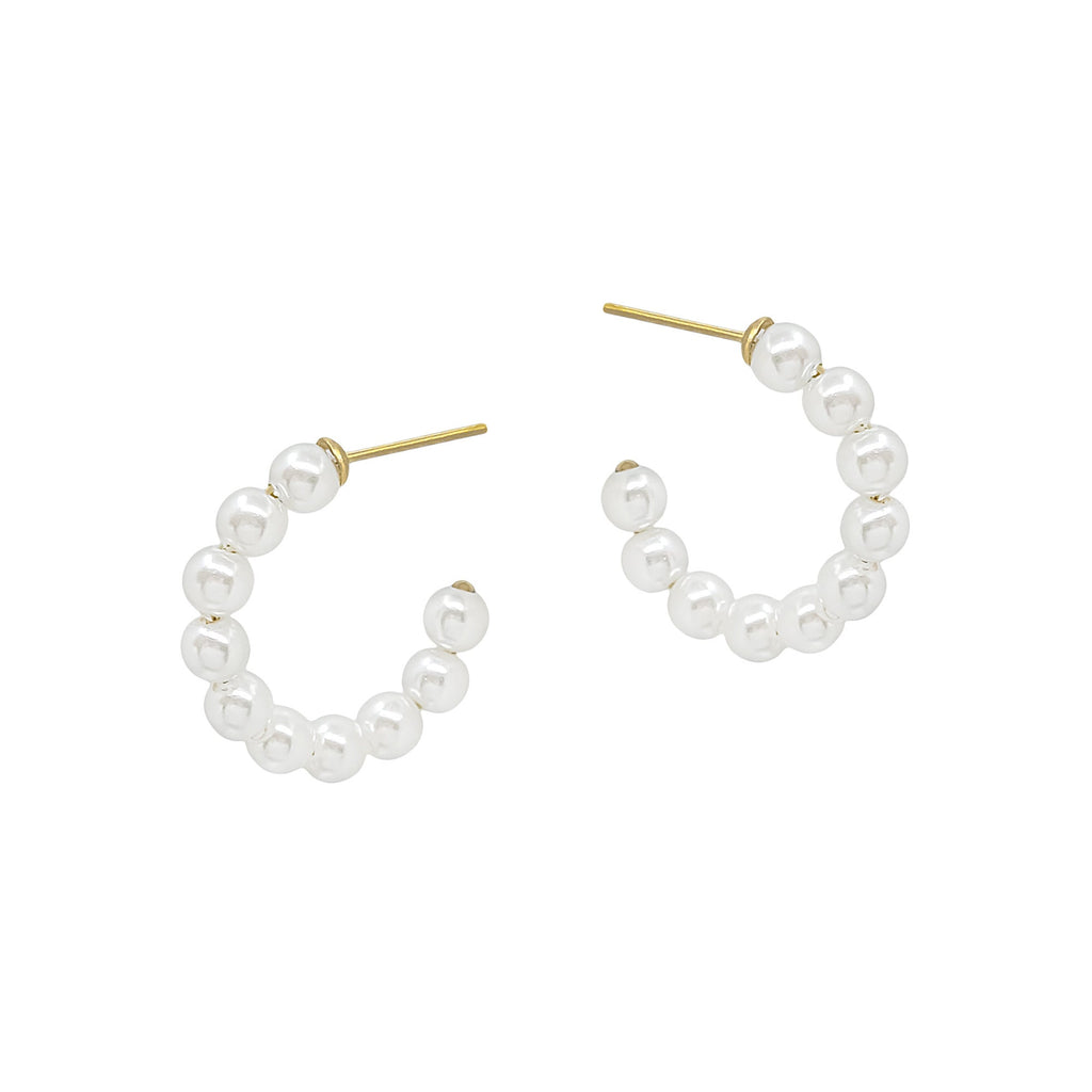 18K Gold Plated Pearl Hoop Earrings