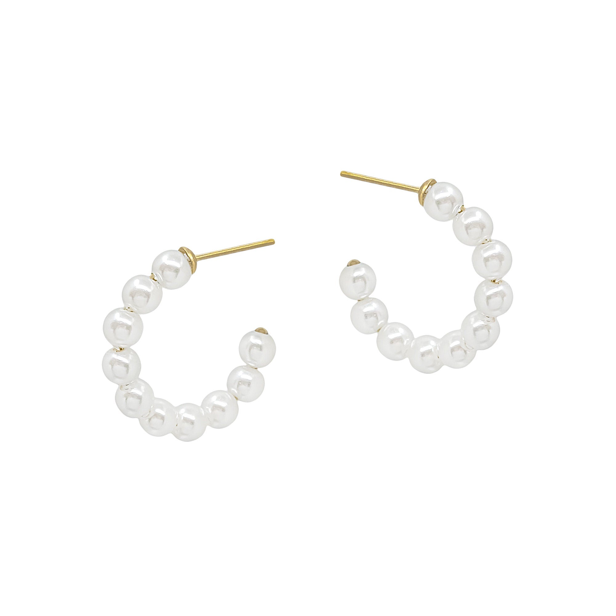 18K Gold Plated Pearl Hoop Earrings